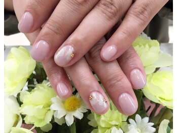 プルミエ ネイル(Premier Nail)/お花アート☆ヌーディカラーで