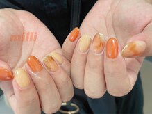 ミリネイルズ(milli nails)/オレンジもやもやネイル