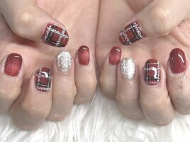 冬チェックネイル　三軒茶屋