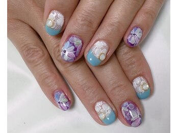 手書きフラワーネイル