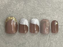 カラネイル 南森町店(calla nail)/偏光パール×金箔アート pink