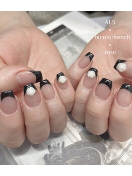 ソレイユ ネイル(soleil. nail)/ワンカラー×ブラックフレンチ