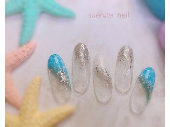 スエルテ ネイルサロン 北千住店/夏色ななめフレンチ ¥8000