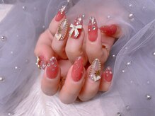 スノーネイルサロン 新宿店(Snow nail salon)/雪の結晶パールリボンハート