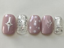 ネイルメゾン 天神店(NAIL MAISON)/ピンクドットラメ春¥6000