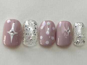 ネイルメゾン 天神店(NAIL MAISON)/ピンクドットラメ春¥6000