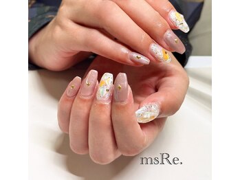 秋カラーシェルネイル