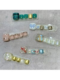 フットネイルアートリボン金魚