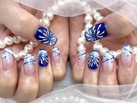 花火ネイル/夏ネイル/マググラデ