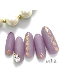 秋冬☆ホログラムアーガイルnail