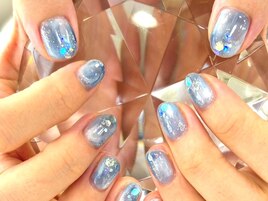 くすみブルーネイル海宇宙星空