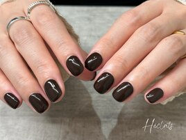 ブラウン/ワンカラー/冬ネイル