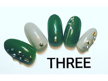 ネイルアンドまつげエクステ専門サロン スリー(THREE)/スモーキーグリーン