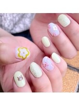 セクションプラス 吉祥寺(SECTION+)/ぷっくりお花×モチーフネイル