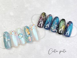 祭り、花火ネイル、金魚ネイル