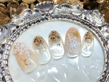 グリッター(GLITTER)/雪の結晶ネイル