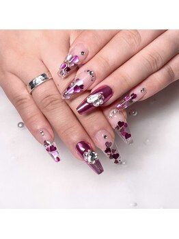 ハート埋め込みクリアネイル♪