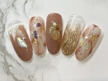 ラリュールネイル(L'Allure nail)/ピンク大理石ネイル￥8200