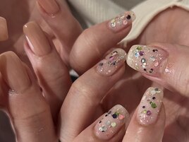 ワンカラー×ラメ＆ホロ
