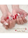Xmasさくらんぼチェックネイル♪