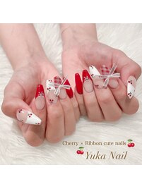 Xmasさくらんぼチェックネイル♪