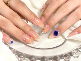 初夏ビジューネイル/ワンホン風