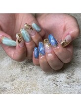モレリア(morelia)/ブルー大理石ネイル