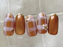 エムドットネイル 池袋(m.nail)/パールflower×チェックネイル