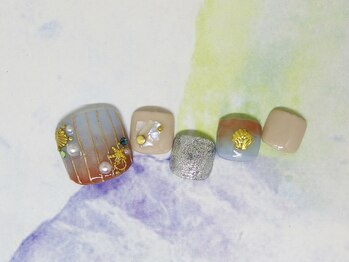 ネイルライフ(NailLife)/7月夏フットミラーニュアンス