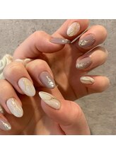 アンダーバーホワイト 大阪上本町店(_WHITE)/ニュアンスネイル 大理石風