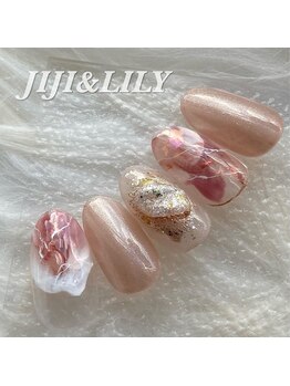 秋色天然石ネイル