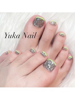 ユカネイル(Yuka Nail)/蛍光&ラメ 輝きすぎFoot Nail♪