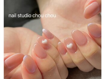 ネイルアンドアイラッシュスタジオ シュシュ(chouchou)/ハートピンクショートネイル