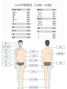 エテ ユヌ(e'te une)/【男性】U24学割脱毛　都度払い