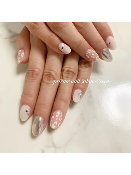 クレセ(Crece)/ヒョウ柄ミラーネイル