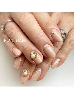 レッシュネイル サロンアンドスクール(RECH NAIL salon&school)/ヌーディー×ビジュー