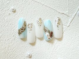 ニュアンス　夏ネイル　ブルー