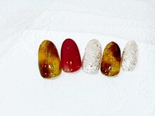 リベレ(LIBELLE)/べっ甲ネイル/ボルドーネイル