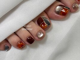 ベッコウ柄フットネイル