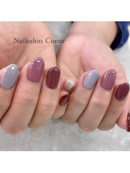 ネイルサロン クール(Nailsalon Coeur)/マルチカラー　スモーキーネイル
