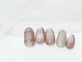 チェックネイル/秋デザイン