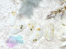 ホワイト×押し花デザイン