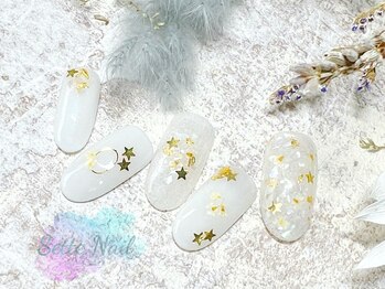 セッテネイル(Sette Nail)/ホワイト×押し花デザイン