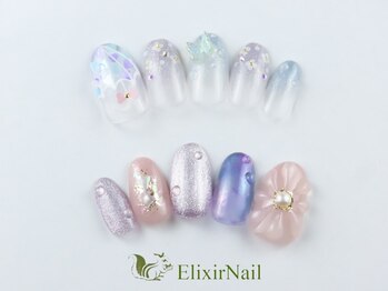 エリクサーネイル 神田(Elixir Nail)の写真/【ずっとオフ込定額¥5280からご用意★】カラーMIX可能！デザイン多数♪モテ可愛～華やかまでお任せ♪