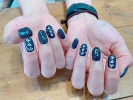 華やか/ネイビー/ビジューアート