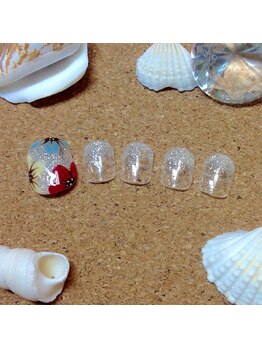 セレクトネイル ココ 秦野店(SELECT NAIL COCO)/フット ラメ&花