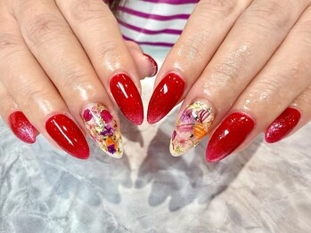 ワンカラー+ドライフラワー