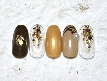 オレンジブラウンフレンチネイル