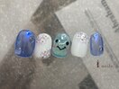 ぷっくりカエル梅雨ネイル