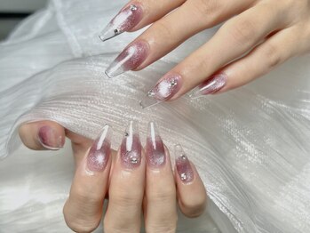 長さだし夏感クリアネイル